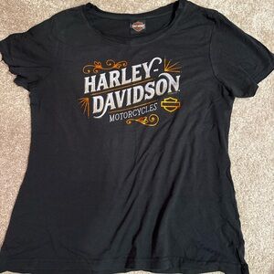 Harley-Davidson Black Tee with Orange and White Logo
